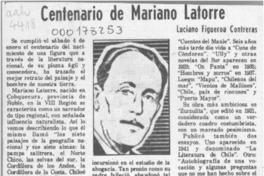 Centenario de Mariano Latorre  [artículo] Luciano Figueroa Contreras.