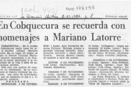 En Cobquecura se recuerda con homenajes a Mariano Latorre  [artículo].
