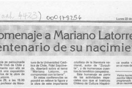 Homenaje a Mariano Latorre en centenario de su nacimiento  [artículo].