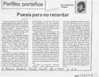 Poesía para no recordar  [artículo] Guillermo Chávez.