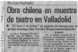 Obra chilena en muestra de teatro en Valladolid  [artículo].