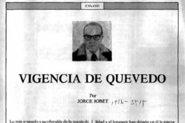Vigencia de Quevedo  [artículo] Jorge Jobet.