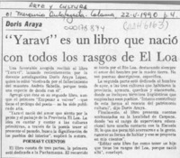 "Yaraví" es un libro que nació con todos los rasgos de El Loa  [artículo].