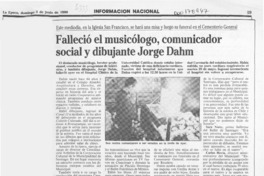 Falleció el musicólogo, comunicador social y dibujante Jorge Dahm  [artículo].