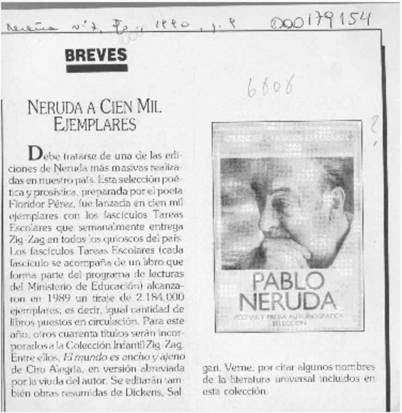 Neruda a cien mil ejemplares  [artículo].