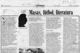 Masas, fútbol, literatura  [artículo] Luis Sánchez Latorre.