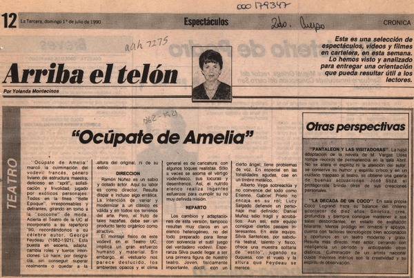 "Ocúpate de Amelia"  [artículo] Yolanda Montecinos.