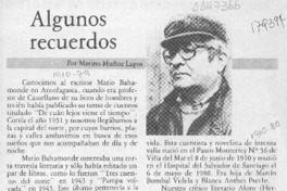 Algunos recuerdos  [artículo] Marino Muñoz Lagos.