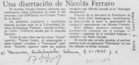 Una Disertación de Nicolás Ferraro  [artículo].