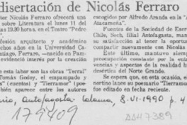 Una Disertación de Nicolás Ferraro  [artículo].