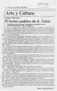 El humor poético de A. Galaz  [artículo] Mario Tomás Schilling F.