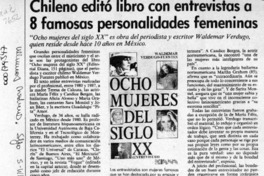 Chileno editó libro con entrevistas a 8 famosas personalidades femeninas  [artículo].
