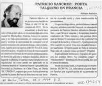 Patricio Sánchez, poeta talquino en Francia  [artículo] Adriano Améstica.