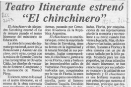 Teatro Itinerante estrenó "El chinchinero"  [artículo].