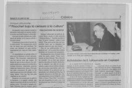 Enrique Lafourcade, "Pinochet trajo la censura a la cultura"