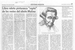 Libro relata pintoresco "rapto" de los restos del abate Molina