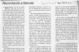 Recordando a Neruda  [artículo] Hernán Muñoz Villegas.