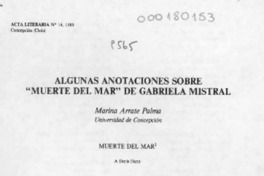 Algunas anotaciones sobre "Muerte del mar" de Gabriela Mistral  [artículo] Marina Arrate Palma.