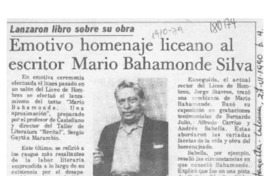 Emotivo homenaje liceano al escritor Mario Bahamonde Silva  [artículo].