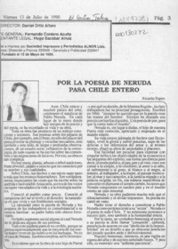 Por la poesía de Neruda pasa Chile entero  [artículo] Ricardo Espoz.