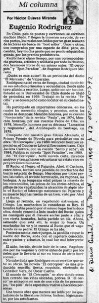 Eugenio Rodríguez  [artículo] Héctor Cuevas Miranda.