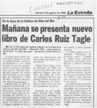 Mañana se presenta nuevo libro de Carlos Ruiz Tagle  [artículo].