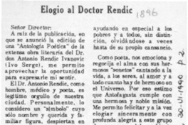 Elogio al doctor Rendic  [artículo] Ruby Bennett González.