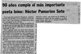 90 años cumple el más importante poeta loíno, Héctor Pumarino Soto  [artículo].