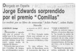 Jorge Edwards sorprendido por el premio "Comillas"  [artículo].