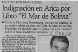 Indignación en Arica por libro "El mar de Bolivia"  [artículo] Osvaldo Díaz Tapia.