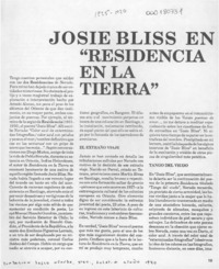 Josie Bliss en "Residencia en la tierra"  [artículo] Luis Sánchez Latorre.