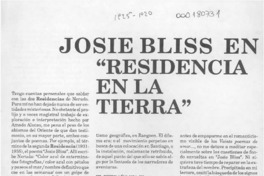 Josie Bliss en "Residencia en la tierra"  [artículo] Luis Sánchez Latorre.