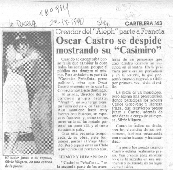 Oscar Castro se despide mostrando su "Casimiro"