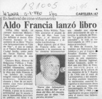 Aldo Francia lanzó libro  [artículo] Alvaro Inostroza Bidart.
