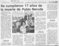 Se cumplieron 17 años de la muerte de Pablo Neruda  [artículo].