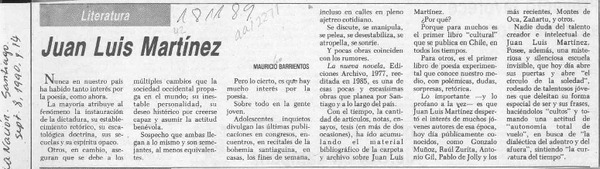 Juan Luis Martínez  [artículo] Mauricio Barrientos.