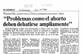 "Problemas como el aborto deben debatirse ampliamente"  [artículo].