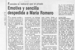 Emotiva y sencilla despedida a María Romero  [artículo].
