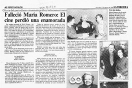 Falleció María Romero, el cine perdió una enamorada  [artículo].