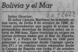 Bolivia y el mar  [artículo] Fernando Hormazábal D.