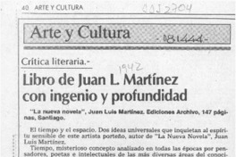 Libro de Juan L. Martínez con ingenio y profundidad  [artículo] Mario Tomás Schilling F.