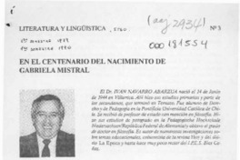 En el centenario del nacimiento de Gabriela Mistral  [artículo] Iván Navarro Abarzúa.