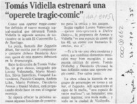 Tomás Vidiella estrenará una "operete tragic-comic"  [artículo].