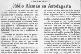 Júbilo alemán en Antofagasta  [artículo] Conrado Menzel.