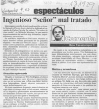 Ingenioso "señor" mal tratado  [artículo] Italo Passalacqua C.