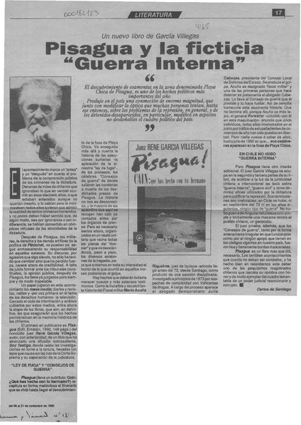 Pisagua y la ficticia "Guerra interna"  [artículo] Carlos de Santiago.