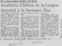 Academia Chilena de la Lengua investirá a la hermana Elsa