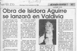Obra de Isidora Aguirre se lanzará en Valdivia  [artículo].