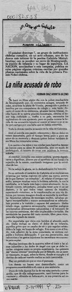 La niña acusada de robo  [artículo] Hernán Díaz Arrieta.