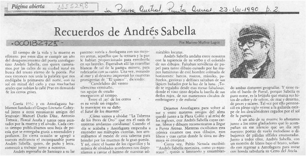 Recuerdos de Andrés Sabella